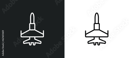 fighter plane outline icon in white and black colors. fighter plane flat vector icon from army collection for web, mobile apps and ui.