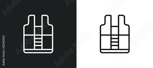 bulletproof vest outline icon in white and black colors. bulletproof vest flat vector icon from army collection for web, mobile apps and ui.