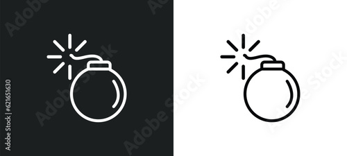 bomb detonation outline icon in white and black colors. bomb detonation flat vector icon from army collection for web, mobile apps and ui.