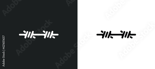 barbed outline icon in white and black colors. barbed flat vector icon from army collection for web, mobile apps and ui.