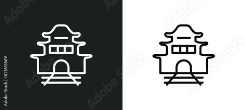 paifang outline icon in white and black colors. paifang flat vector icon from architecture and city collection for web, mobile apps and ui.