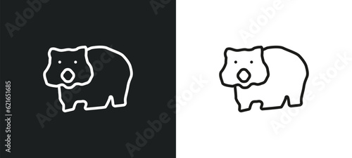 wombat outline icon in white and black colors. wombat flat vector icon from animals collection for web, mobile apps and ui.