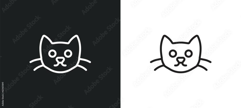 Obraz premium kitten outline icon in white and black colors. kitten flat vector icon from animals collection for web, mobile apps and ui.
