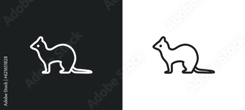 weasel outline icon in white and black colors. weasel flat vector icon from animals collection for web, mobile apps and ui.