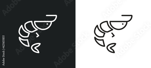 prawn outline icon in white and black colors. prawn flat vector icon from animals collection for web, mobile apps and ui.