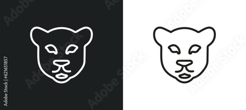 panther outline icon in white and black colors. panther flat vector icon from animals collection for web, mobile apps and ui.