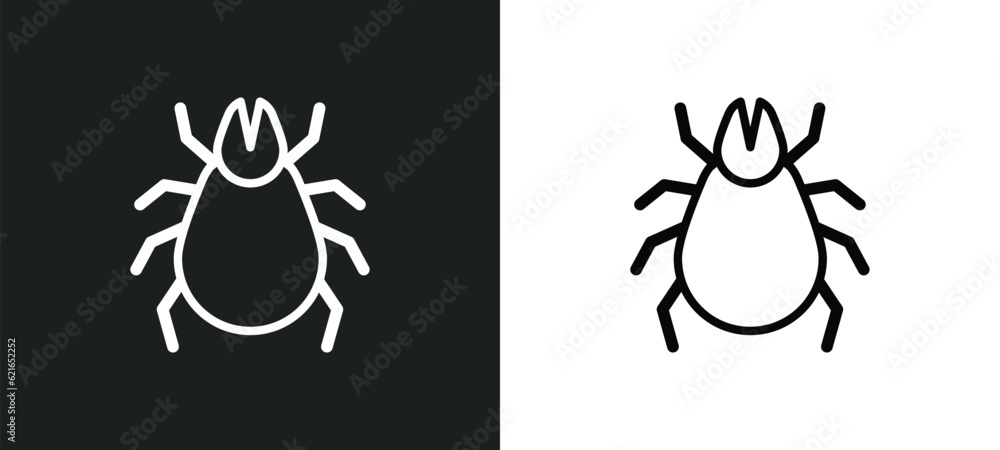 mite outline icon in white and black colors. mite flat vector icon from animals collection for web, mobile apps and ui.