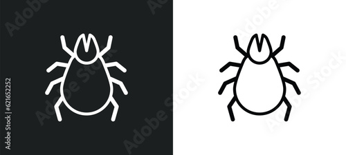 mite outline icon in white and black colors. mite flat vector icon from animals collection for web, mobile apps and ui.