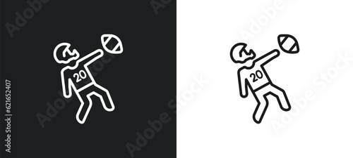 kicking the ball outline icon in white and black colors. kicking the ball flat vector icon from american football collection for web, mobile apps and ui.