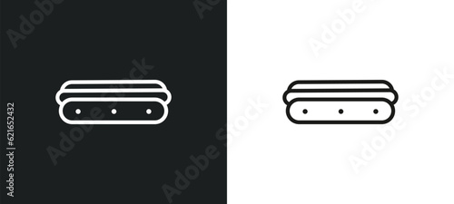 hot dog sausage in bread outline icon in white and black colors. hot dog sausage in bread flat vector icon from american football collection for web, mobile apps and ui.
