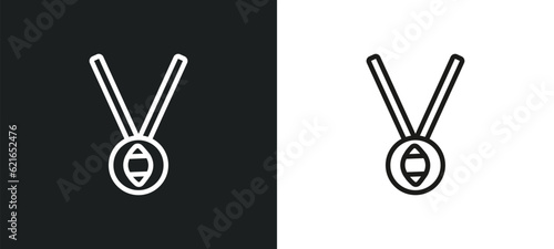 american football medal outline icon in white and black colors. american football medal flat vector icon from american football collection for web, mobile apps and ui.
