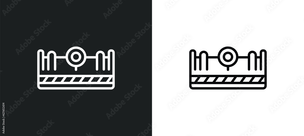 road blockade outline icon in white and black colors. road blockade flat vector icon from alert collection for web, mobile apps and ui.