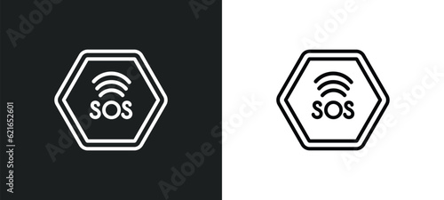 sos outline icon in white and black colors. sos flat vector icon from alert collection for web, mobile apps and ui.