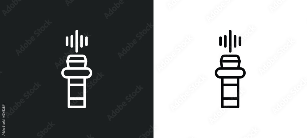 airport radar outline icon in white and black colors. airport radar flat vector icon from airport terminal collection for web, mobile apps and ui.