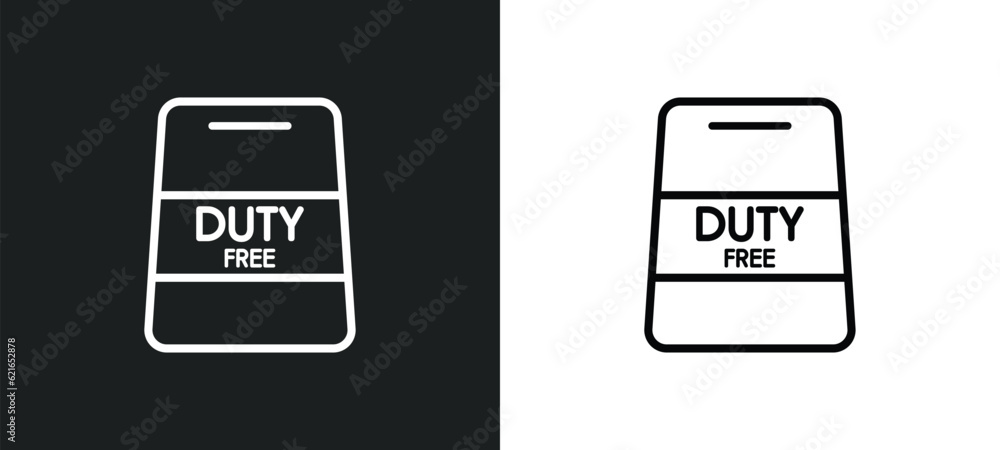 duty free bag outline icon in white and black colors. duty free bag flat vector icon from airport terminal collection for web, mobile apps and ui.