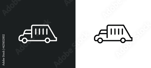 gangway truck outline icon in white and black colors. gangway truck flat vector icon from airport terminal collection for web, mobile apps and ui.