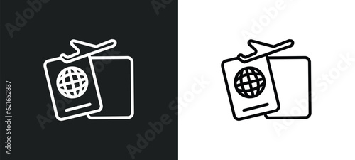 two passports outline icon in white and black colors. two passports flat vector icon from airport terminal collection for web, mobile apps and ui.