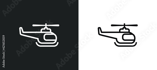 helicopter flying outline icon in white and black colors. helicopter flying flat vector icon from airport terminal collection for web, mobile apps and ui.