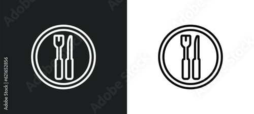 clutery for lunch outline icon in white and black colors. clutery for lunch flat vector icon from airport terminal collection for web, mobile apps and ui. photo