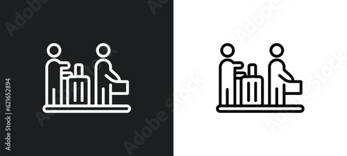 airport queue outline icon in white and black colors. airport queue flat vector icon from airport terminal collection for web, mobile apps and ui.