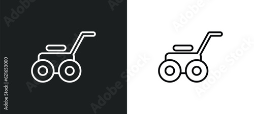 lawnmower outline icon in white and black colors. lawnmower flat vector icon from farming collection for web, mobile apps and ui.