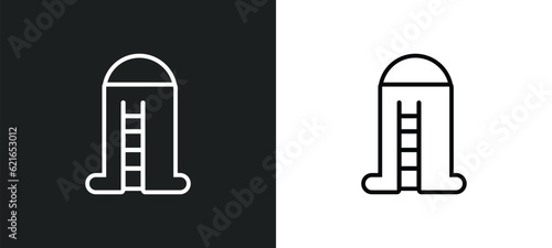 silo outline icon in white and black colors. silo flat vector icon from farming collection for web, mobile apps and ui.