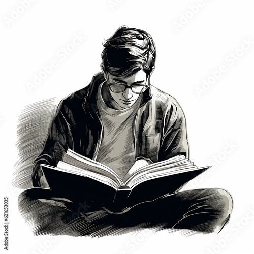 man reading book 