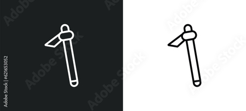 hoe outline icon in white and black colors. hoe flat vector icon from farming and gardening collection for web, mobile apps and ui.