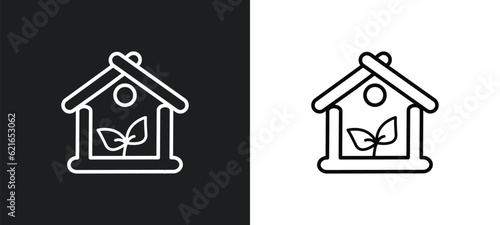 greenhouse outline icon in white and black colors. greenhouse flat vector icon from farming and gardening collection for web, mobile apps and ui.