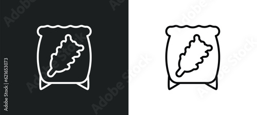 sack outline icon in white and black colors. sack flat vector icon from farming and gardening collection for web, mobile apps and ui.