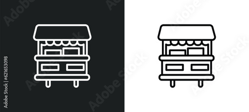 stall outline icon in white and black colors. stall flat vector icon from agriculture collection for web, mobile apps and ui.