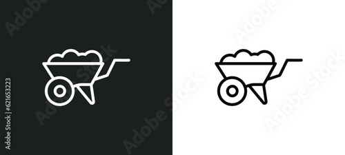 barrow outline icon in white and black colors. barrow flat vector icon from agriculture farming collection for web, mobile apps and ui.