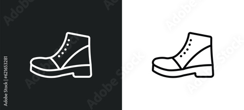 boot shoes outline icon in white and black colors. boot shoes flat vector icon from farming collection for web, mobile apps and ui.
