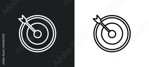 dart outline icon in white and black colors. dart flat vector icon from outdoor activities collection for web, mobile apps and ui.