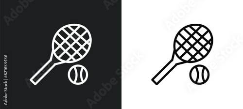 racket outline icon in white and black colors. racket flat vector icon from outdoor activities collection for web, mobile apps and ui.