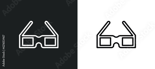 3d glasses outline icon in white and black colors. 3d glasses flat vector icon from outdoor activities collection for web, mobile apps and ui.