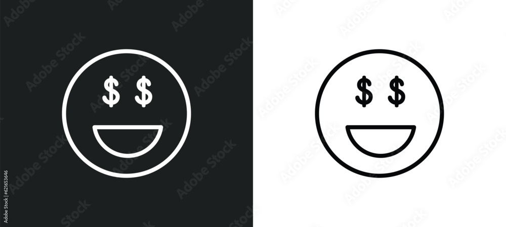 greedy outline icon in white and black colors. greedy flat vector icon from activity and hobbies collection for web, mobile apps and ui.