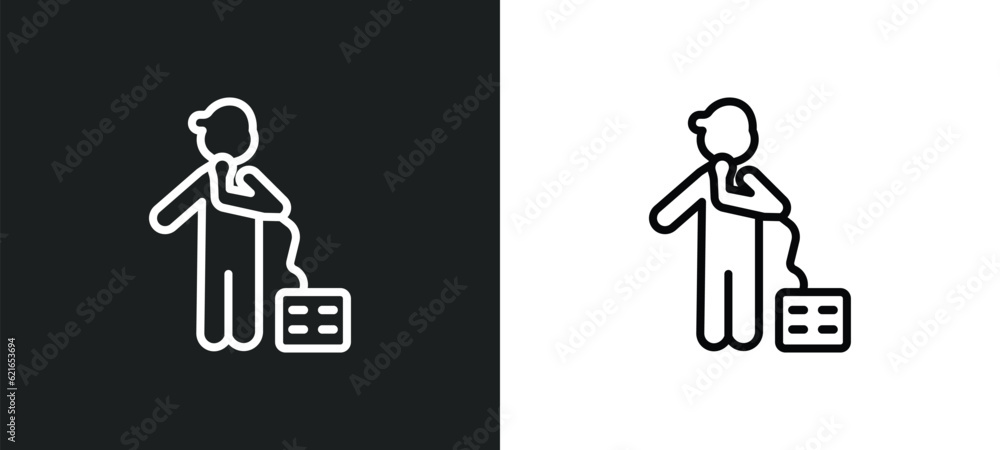 Fototapeta premium beatboxing outline icon in white and black colors. beatboxing flat vector icon from activity and hobbies collection for web, mobile apps and ui.