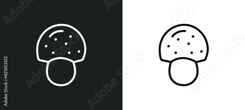 mushrooming outline icon in white and black colors. mushrooming flat vector icon from activity and hobbies collection for web, mobile apps and ui.