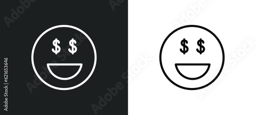greedy outline icon in white and black colors. greedy flat vector icon from activity and hobbies collection for web, mobile apps and ui.