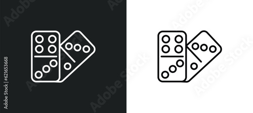 dominoes outline icon in white and black colors. dominoes flat vector icon from activity and hobbies collection for web, mobile apps and ui.