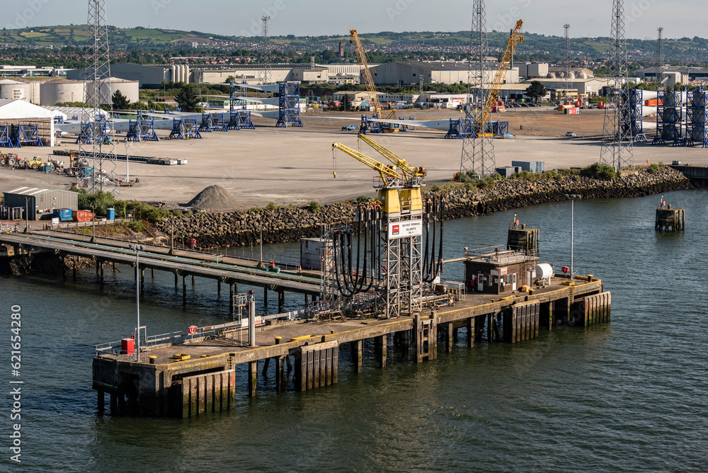 Belfast, Northern Ireland, UK. 7 June 2023. Belfast docks oil terminal berth No 4 for loading