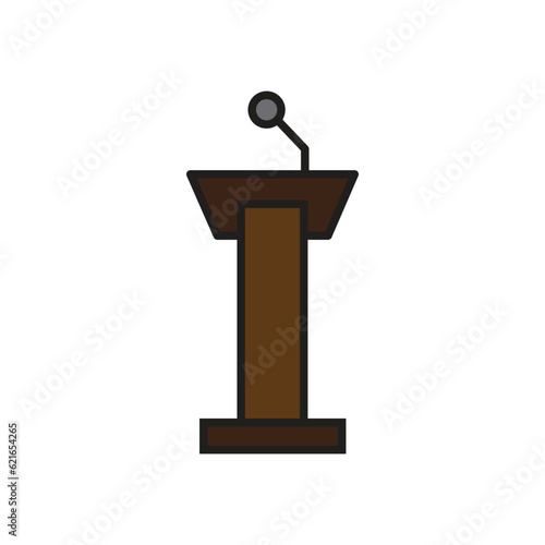 Podium speach icon. colorful version vector sign logo illustration.