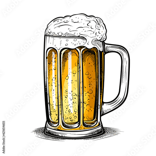 Beer hand-drawn comic illustration. Beer. Vector doodle style cartoon illustration
