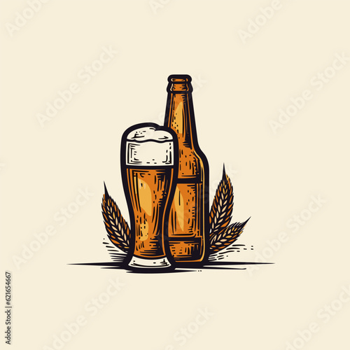 Beer hand-drawn comic illustration. Beer. Vector doodle style cartoon illustration