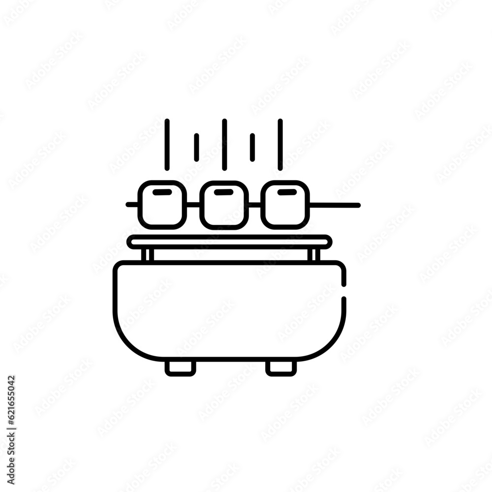 Grilled Satay icon. Editable line stroke. Vector illustration. Grilled Satay icon. Editable line stroke. Vector illustration.
