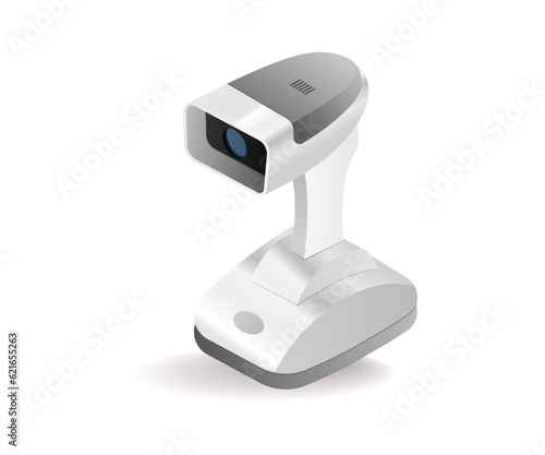 Wireless technology bluetooth barcode scan concept isometric illustration