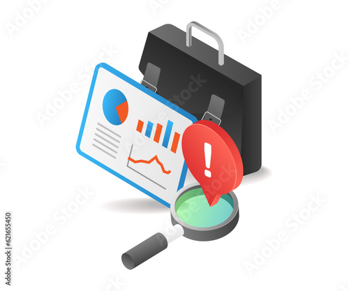 Business analysis deadline warning isometric illustration