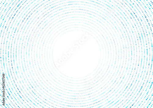 Bright blue small square dots abstract circular background. Vector design