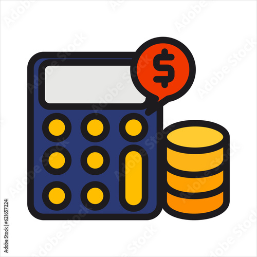 Calculator icon vector. Savings, finances sign isolated on white, economy concept, Trendy Flat style for graphic design, Web site